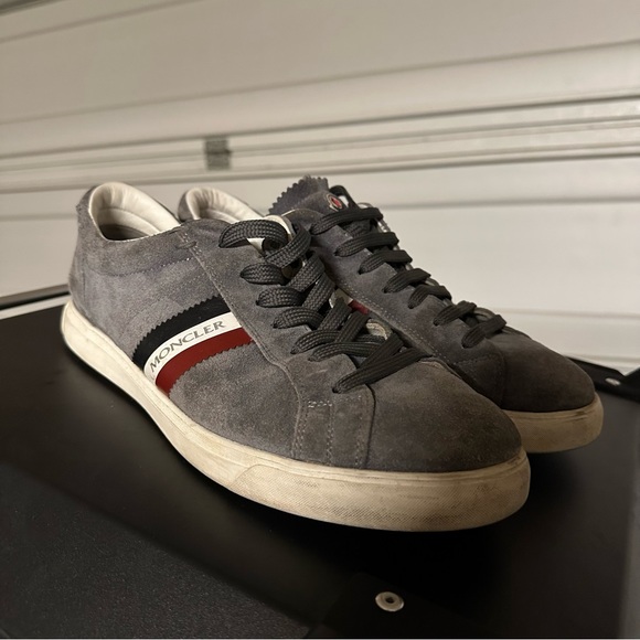 Moncler Grey Monaco Suede Low-top Tennis Shoes - Picture 3 of 5